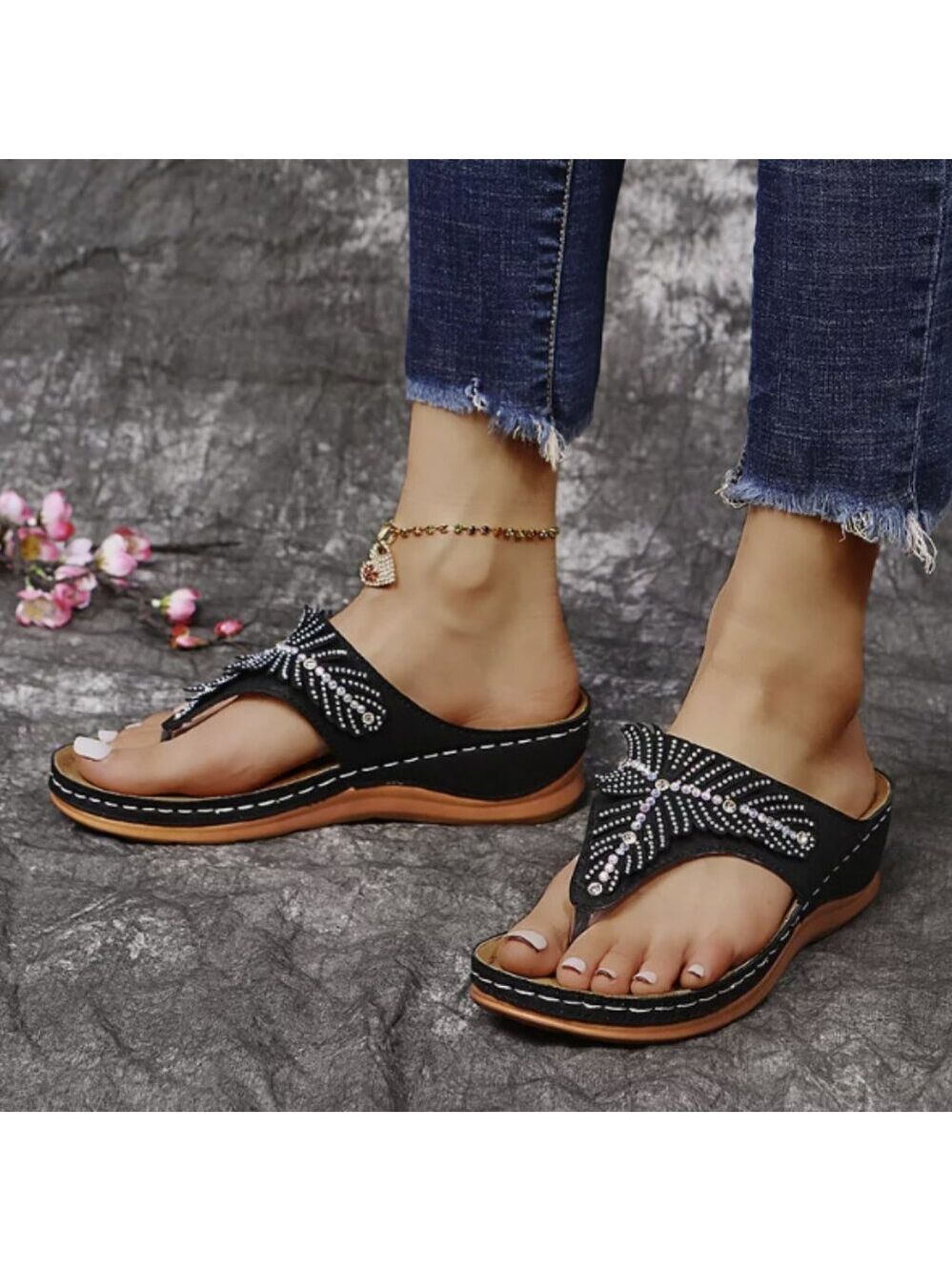 NWOT Women's Beaded Sandals choose Black or Tan both are size 9 - Picture 11 of 12